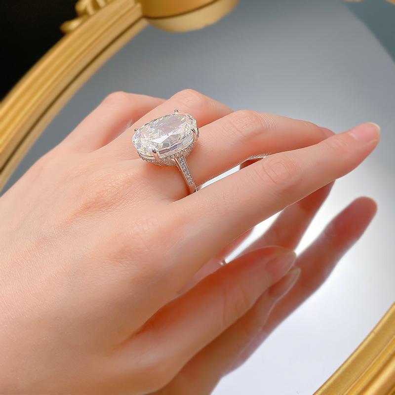 NO.056 S925 Sterling Silver Ice Flower cut Pigeon egg ring 14*20 8A Cubic Zirconia Ring fashion jewelry accessory woman girl promise ring Springtok