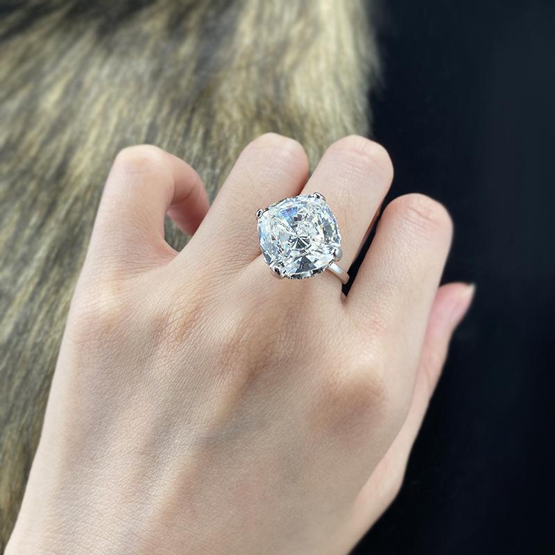 NO.020 S925 Sterling Silver Radian Cut High Carbon Ring 15*15 8A Cubic Zirconia Ring fashion jewelry accessory woman girl promise ring Springtok