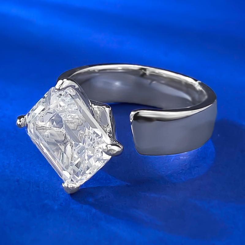 NO.068 S925 Sterling Silver Grandma Cut Rectangular Ring 8*10mm 6A Cubic Zirconia Ring fashion jewelry accessory woman girl promise ring Springtok