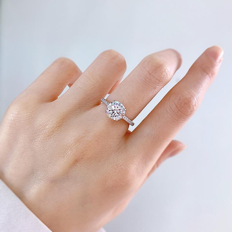 NO.081 S925 Sterling Silver Eight Arrows And Eight Hearts Cut Round Ring 8mm 6A Cubic Zirconia Ring fashion jewelry accessory woman girl promise ring Springtok