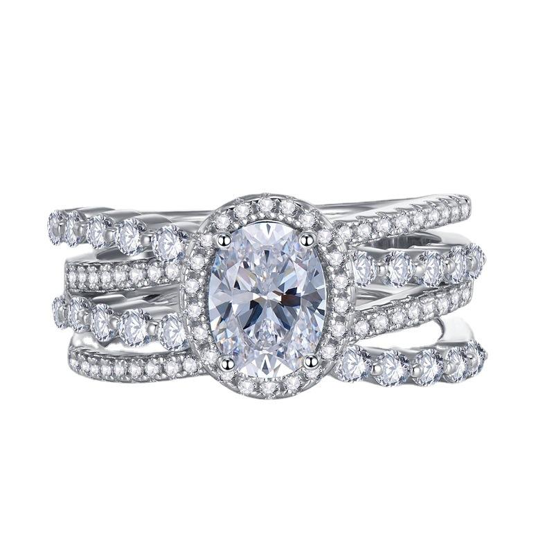 NO.058 S925 Sterling Silver Oval Cut Oval Ring 6 * 8mm 6A Cubic Zirconia Ring fashion jewelry accessory woman girl promise ring Springtok