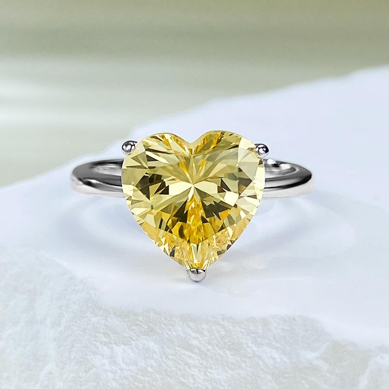 NO.084 S925 Sterling Silver Heart Cut Heart-Shaped Ring 10*10 6A Cubic Zirconia Ring 4 Carat fashion jewelry accessory woman girl promise ring Springtok