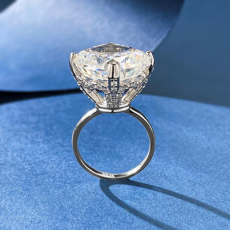 NO.020 S925 Sterling Silver Radian Cut High Carbon Ring 15*15 8A Cubic Zirconia Ring fashion jewelry accessory woman girl promise ring Springtok