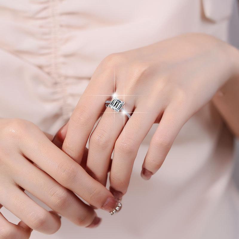 NO.135 S925 Sterling Silver Princess Ring Synthetic Moissanite Ring fashion jewelry accessory woman girl promise ring Springtok