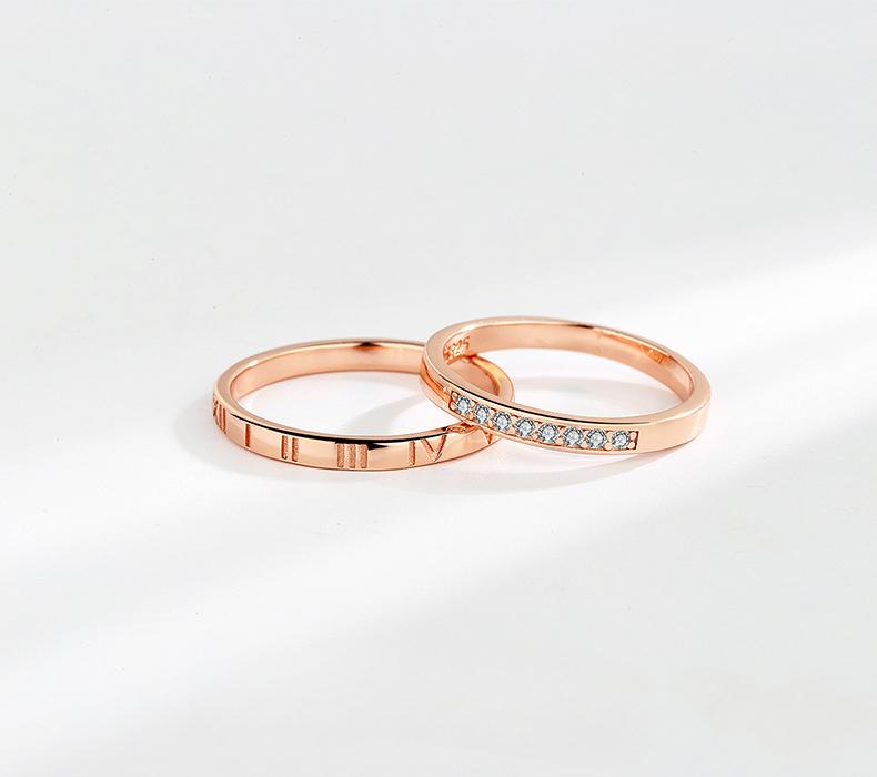 S925 Sterling Silver Vintage Roman Numeral Couple Ring-482 weddingring(45%)