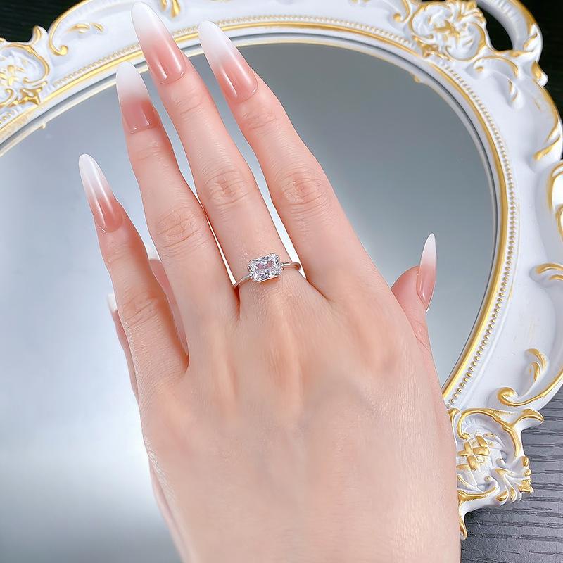 S925 Sterling Silver Transvers Rectangular 6A Cubic Zirconia Ring-154(45%)