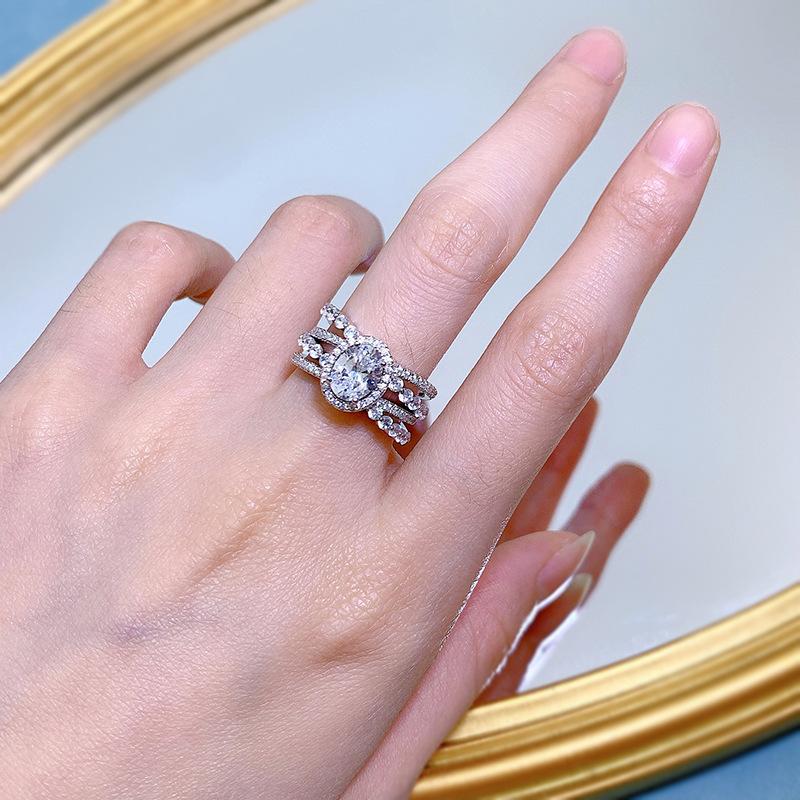 NO.058 S925 Sterling Silver Oval Cut Oval Ring 6 * 8mm 6A Cubic Zirconia Ring fashion jewelry accessory woman girl promise ring Springtok