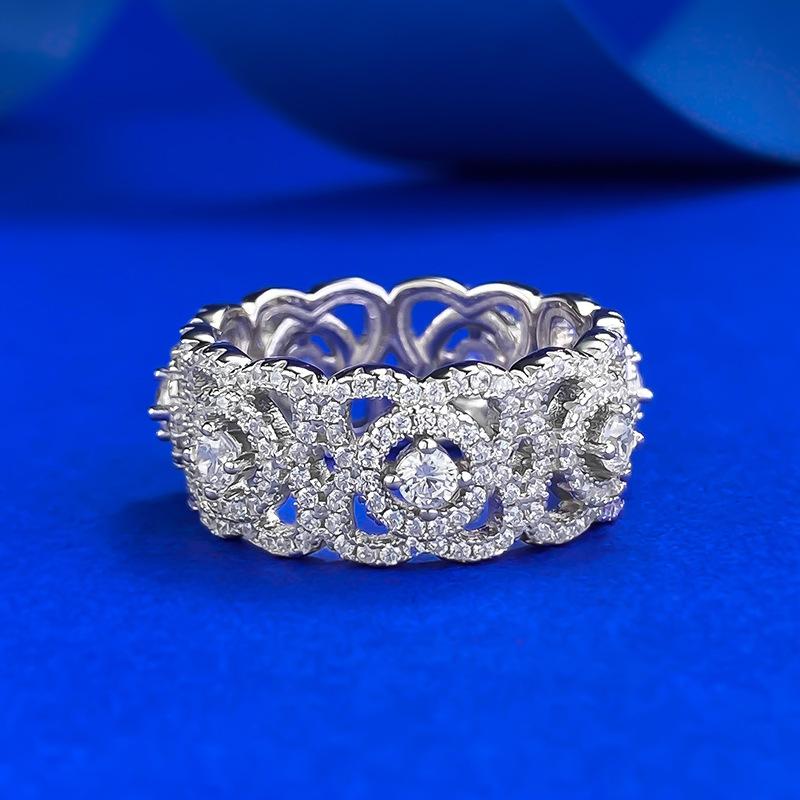 NO.088 S925 Sterling Silver Full Row Ring 6A Cubic Zirconia Ring fashion jewelry accessory woman girl promise ring Springtok