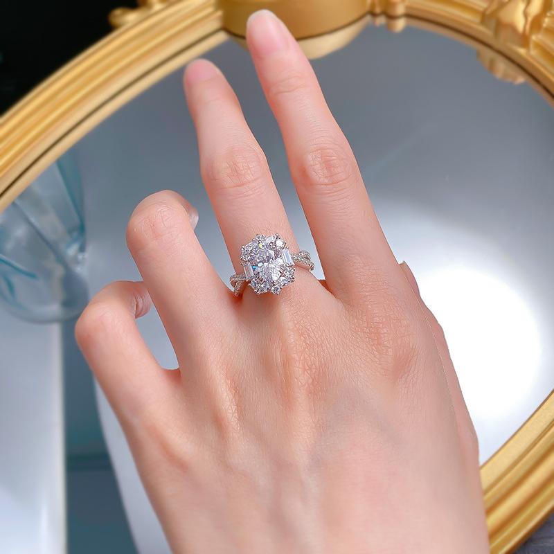 NO.057 S925 sterling silver oval cut ring 7*9mm 6A cubic zirconia ring fashion jewelry accessory woman girl promise ring Springtok