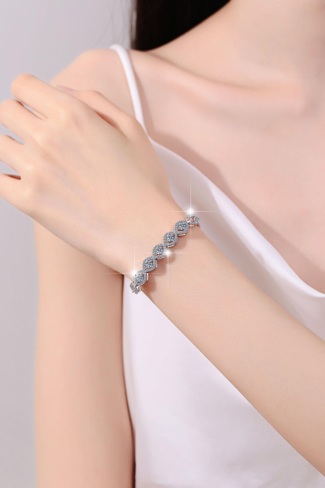 NO.210 S925 Sterling Silver Five Stars Bracelet Synthetic Moissanite Bracelet