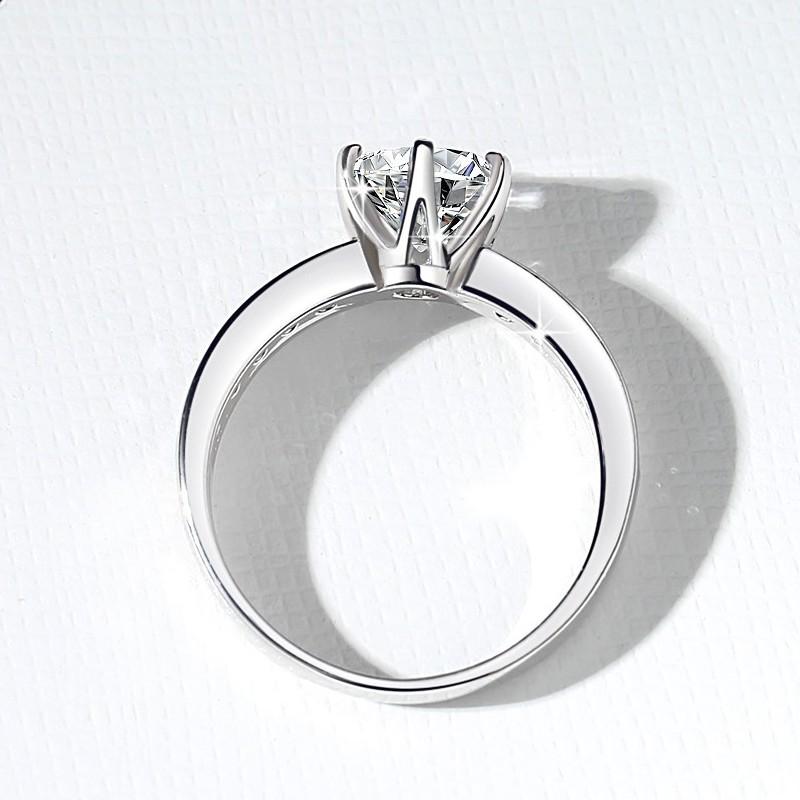NO.108 S925 Sterling Silver Ring Six-Claw Crown Synthetic Moissanite fashion jewelry accessory woman girl promise ring Springtok