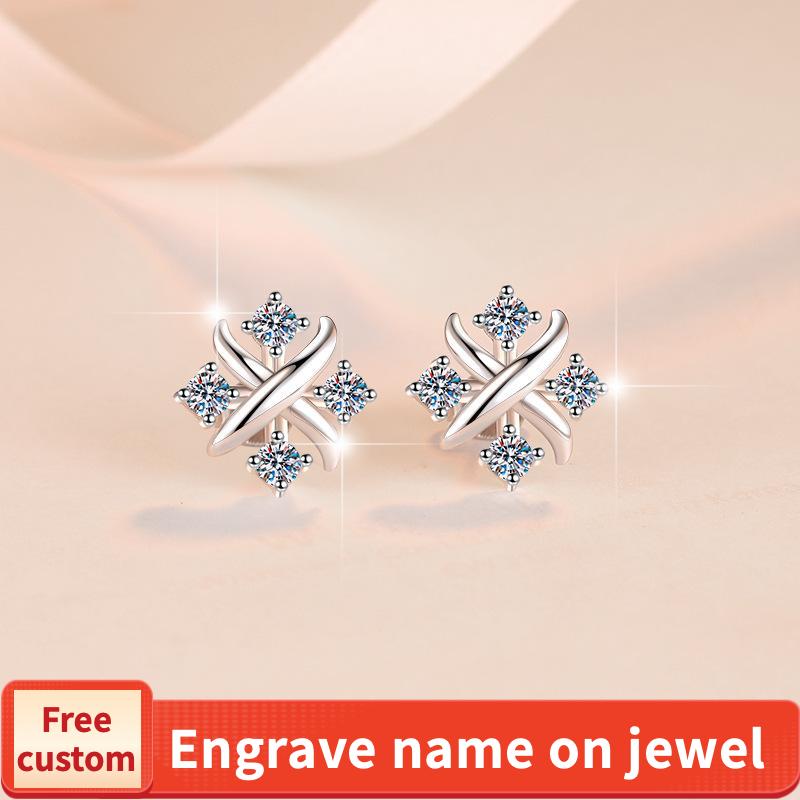 NO.171 925 Sterling Silver Little Windmill Earrings Synthetic Moissanite Earrings Glittering daily life Earrings Springtok