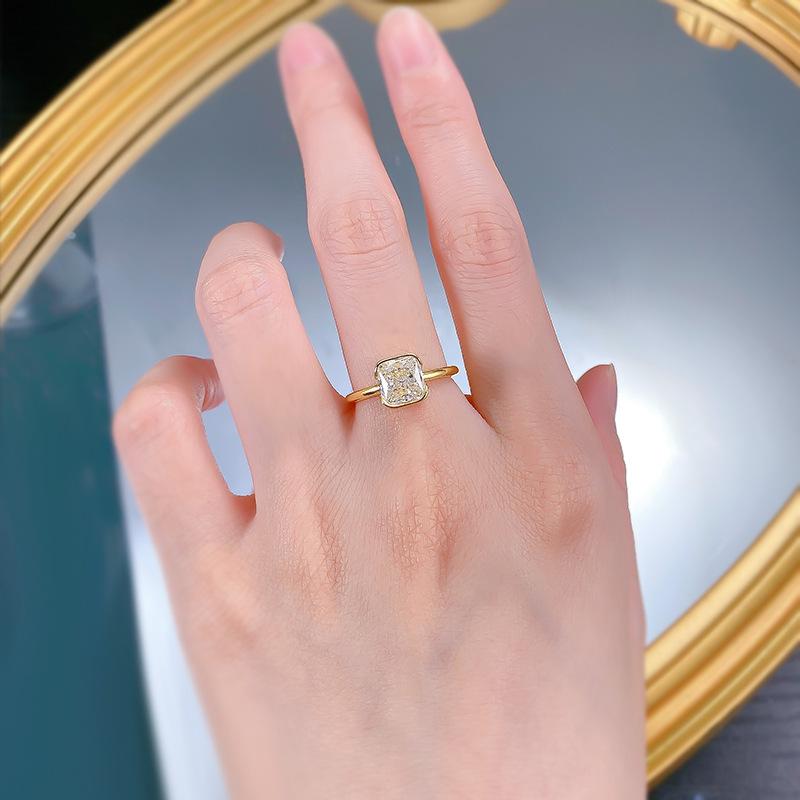 NO.019 S925 Sterling Silver Radian cut Small Rock Candy Stud Earrings 7 * 7mm 8A Cubic Zirconia Ring fashion jewelry accessory woman girl promise ring Springtok