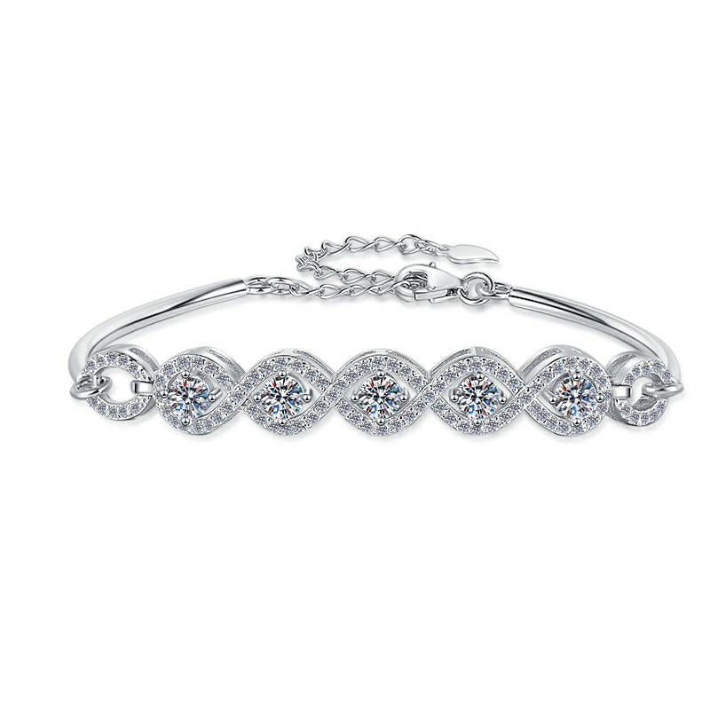 NO.210 S925 Sterling Silver Five Stars Bracelet Synthetic Moissanite Bracelet
