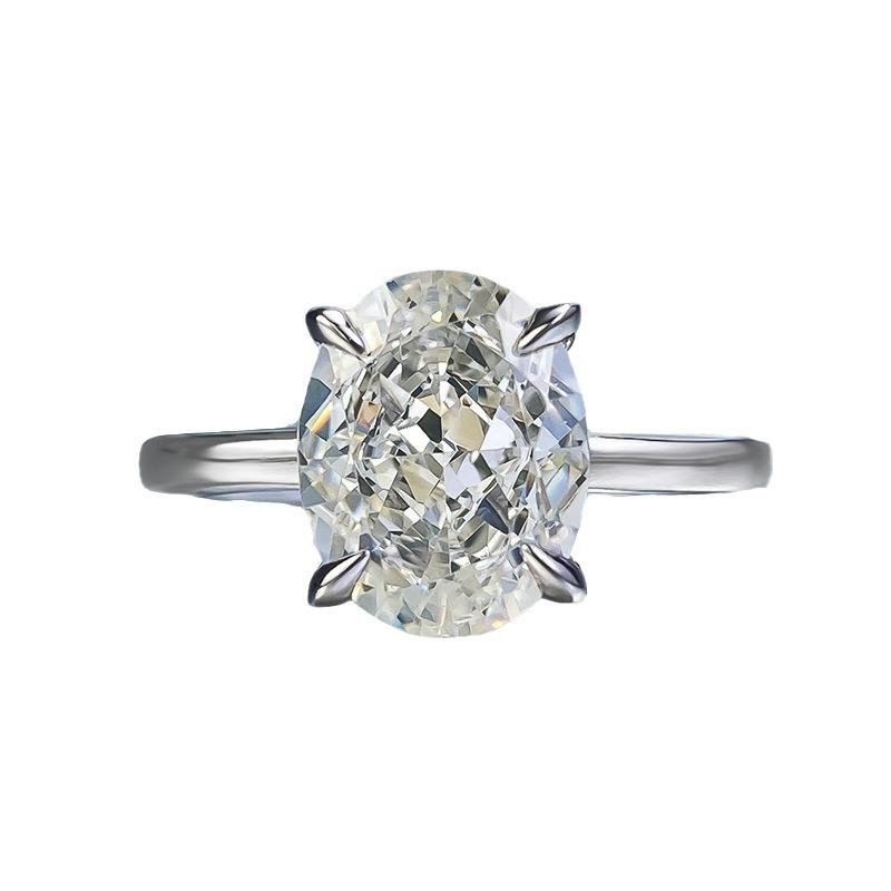 NO.039 S925 Silver Oval Ice Flower Cut Oval Ring 8 * 10mm 8A Cubic Zirconia Ring fashion jewelry accessory woman girl promise ring Springtok