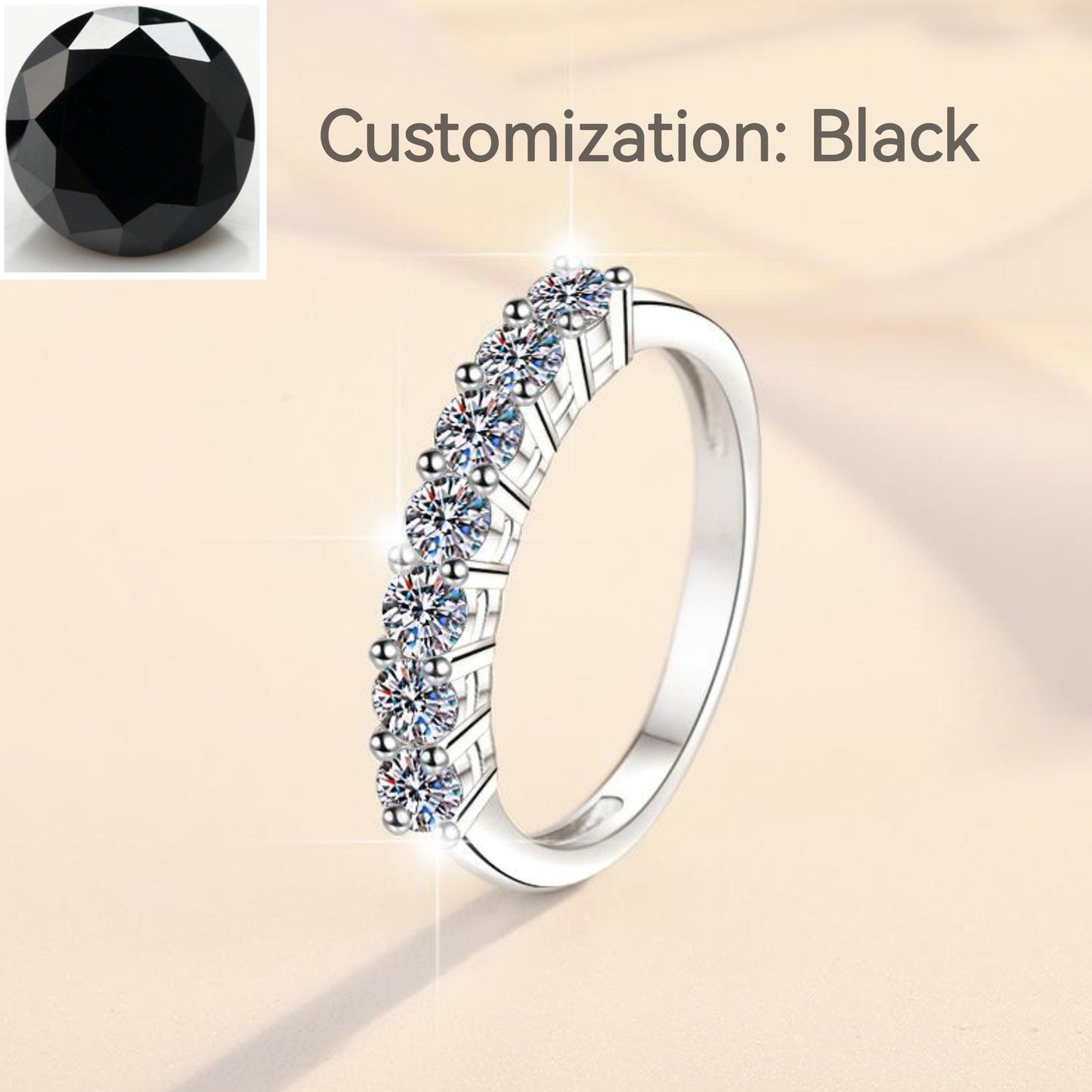 NO.139 S925 Sterling Silver Synthetic Moissanite Seven Star Ring Crown Ring elegant luxury daily life woman birthday gift engagement Springtok