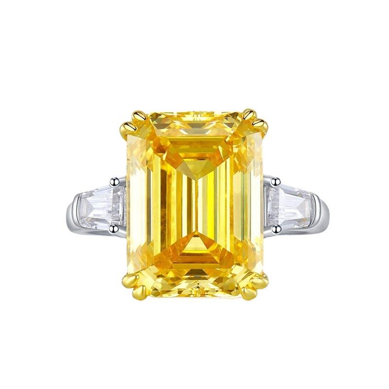 NO.066 S925 Sterling Silver Asscher Cut High Carbon Ring 11*15mm 8A Cubic Zirconia Ring fashion jewelry accessory woman girl promise ring Springtok