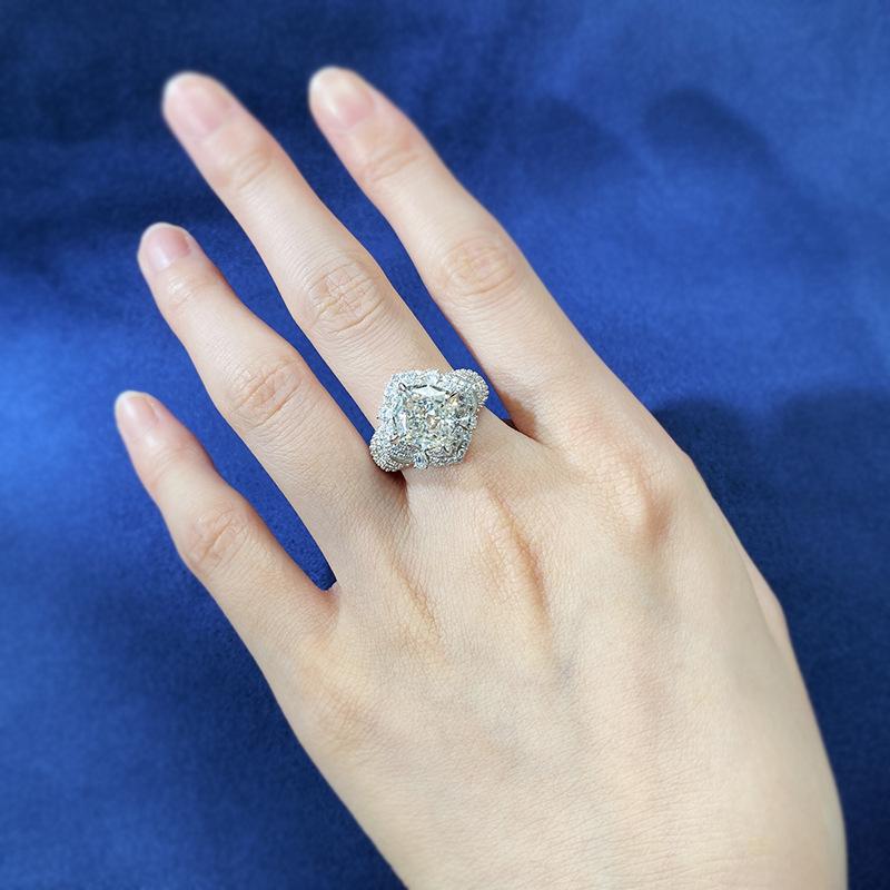 NO.087 S925 Sterling Silver Ice Flower Cut Round Ring 10*10 8A Cubic Zirconia Ring fashion jewelry accessory woman girl promise ring Springtok