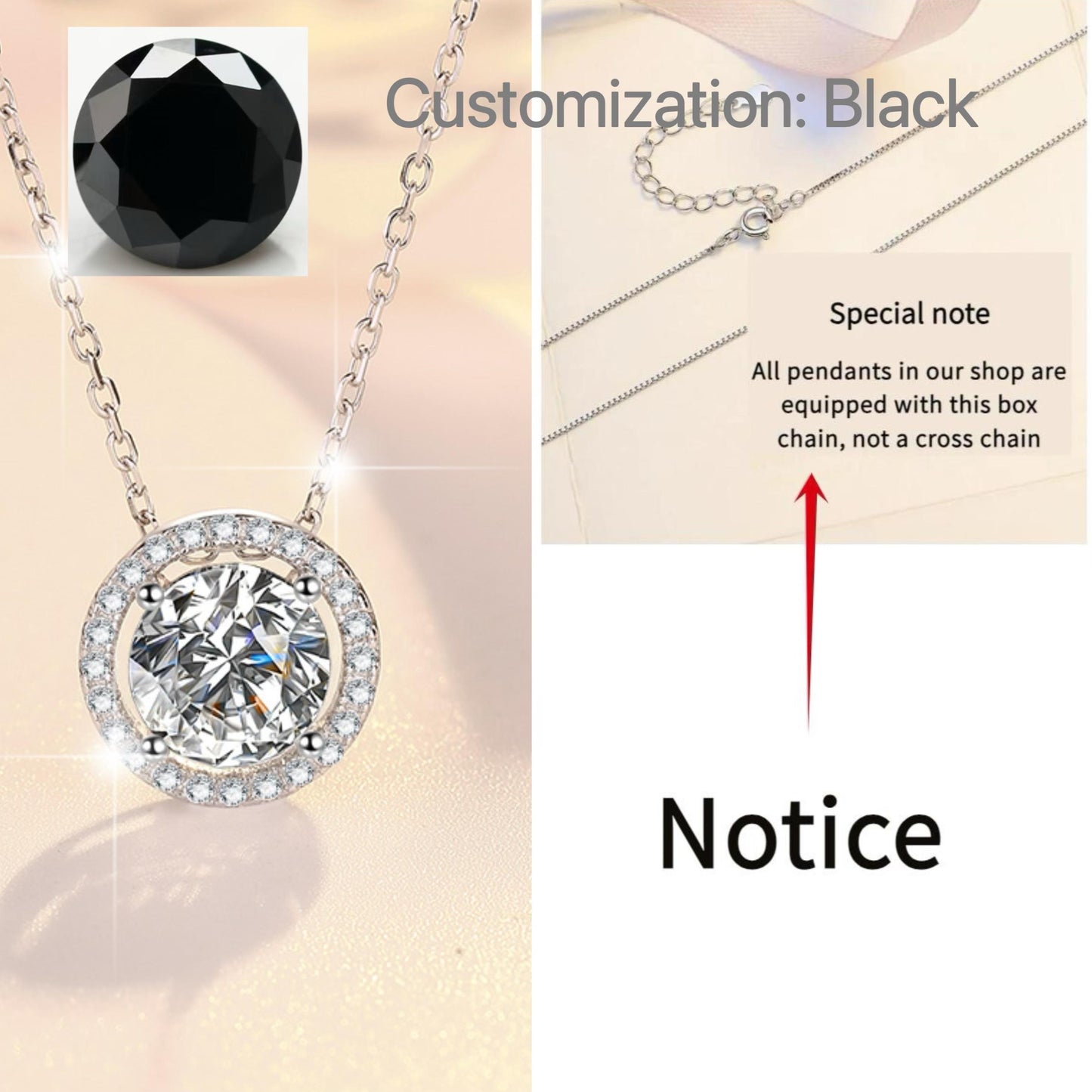 NO.195 S925 Sterling Silver Simple Round Synthetic Moissanite Necklace Birthday Gift Minimalist Pendant Necklace Springtok