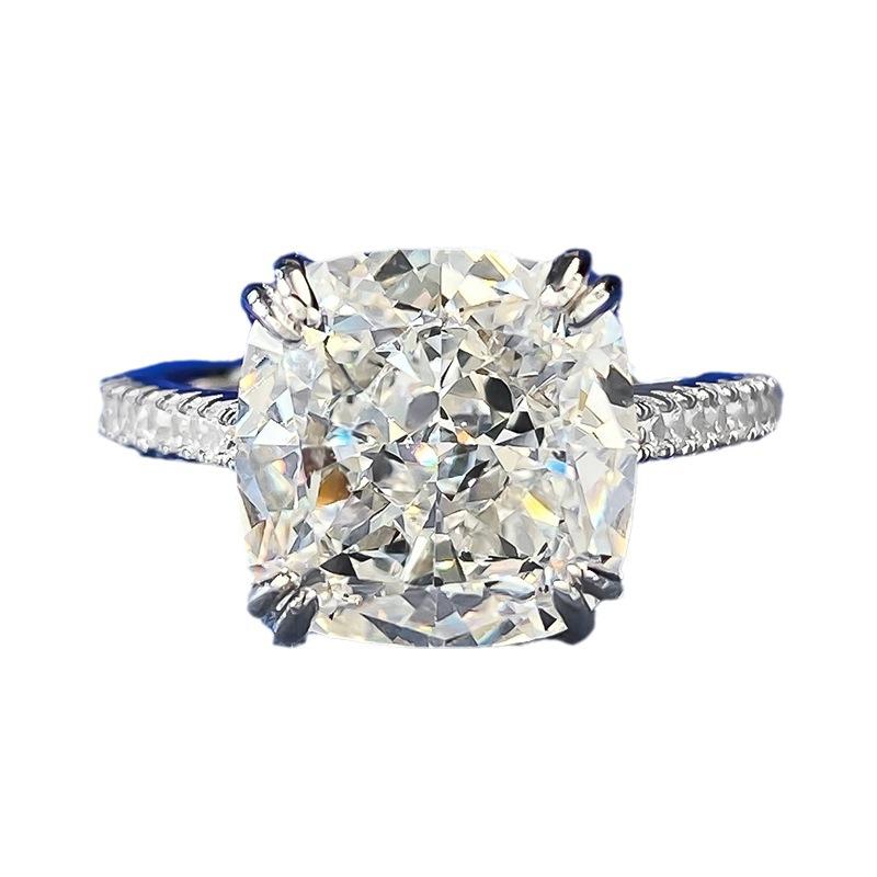 NO.023 S925 Sterling Silver Ice Flower Cut Square Ring 10*10mm 8A Cubic Zirconia Ring fashion jewelry accessory woman girl promise ring Springtok