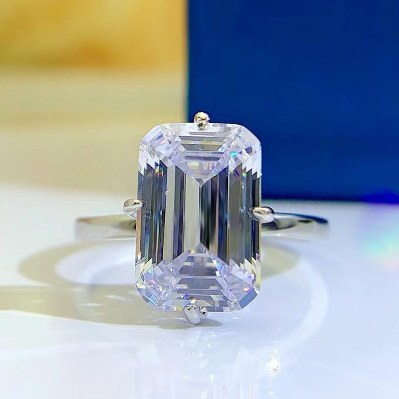 NO.065 S925 Sterling Silver Grandma Cut High-carbon drill Ring 8*12mm 6A Cubic Zirconia Ring fashion jewelry accessory woman girl promise ring Springtok