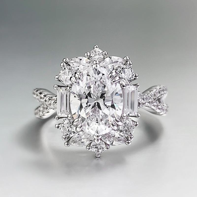 NO.057 S925 sterling silver oval cut ring 7*9mm 6A cubic zirconia ring fashion jewelry accessory woman girl promise ring Springtok