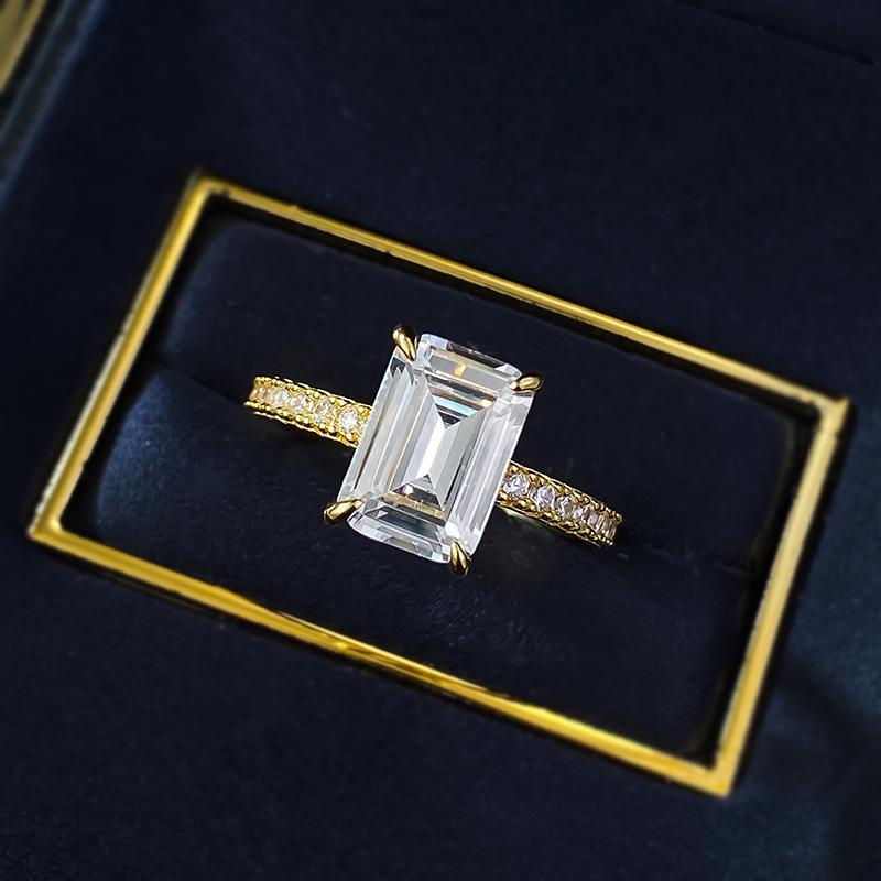 NO.069 S925 Sterling Silver Grandma Cut Square Sugar Ring 7*10mm 6A Cubic Zirconia Ring fashion jewelry accessory woman girl promise ring Springtok