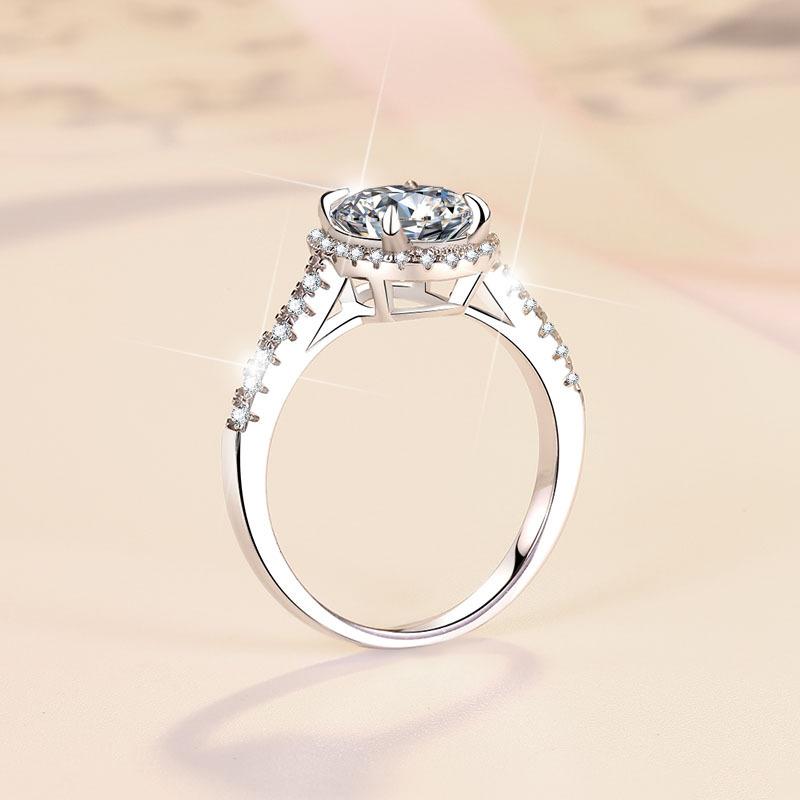 Synthetic moissanite s925 sterling silver halo ring 2 carat elegant luxury Daily Life woman birthday gift engagemen ring