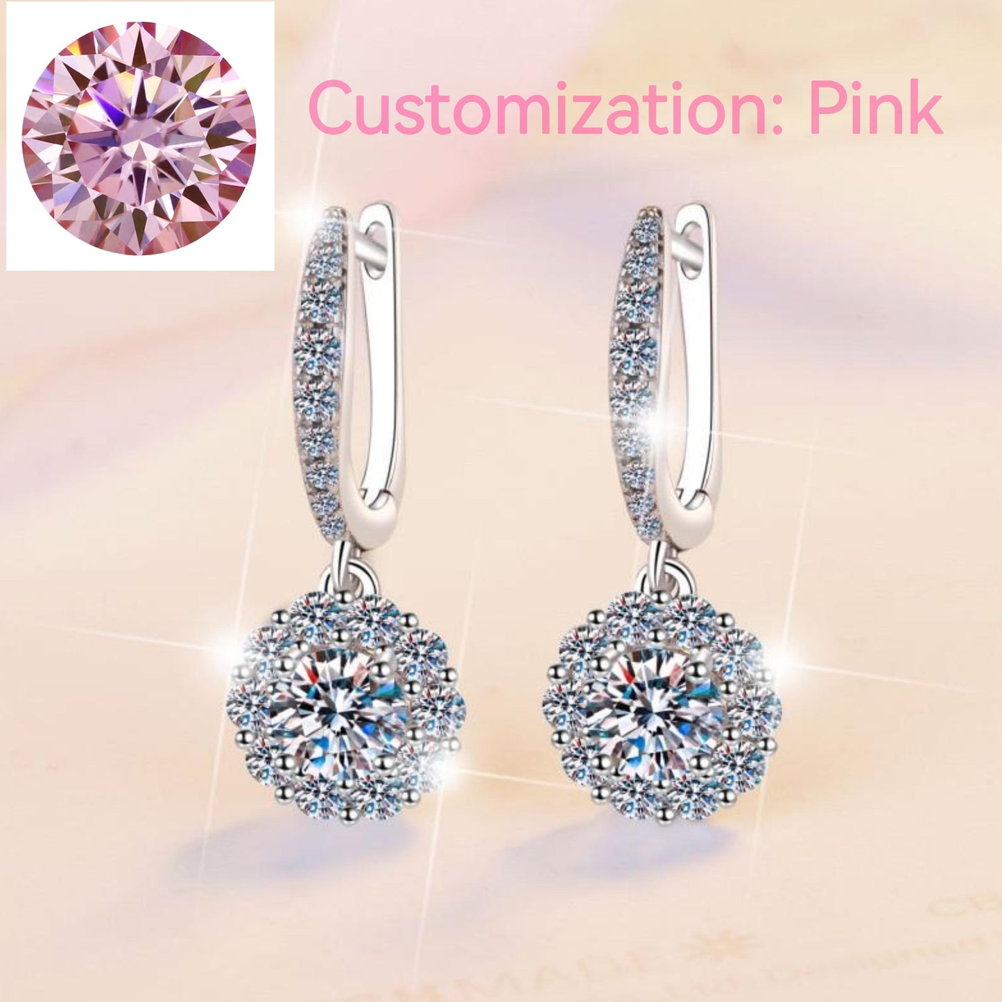 NO.173 S925 Sterling Silver Flower Dangling Earrings Round Earrings Glittering daily life Earrings Springtok