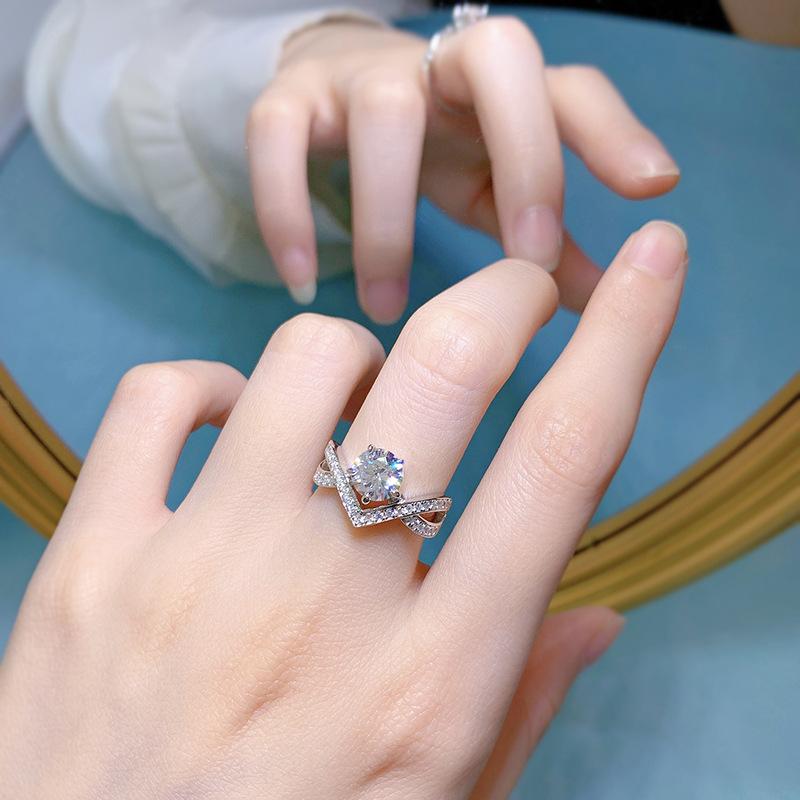 NO.083 S925 sterling silver round cut1 rust ring 6A cubic zirconia ring fashion jewelry accessory woman girl promise ring Springtok