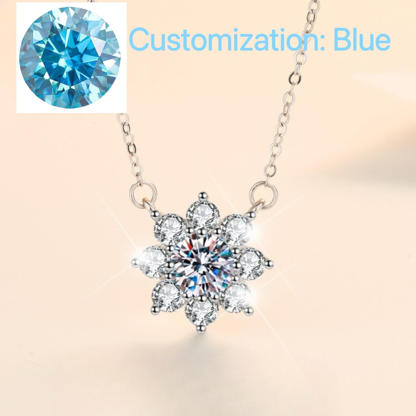 NO.200 S925 Sterling Silver Sunflower Synthetic Moissanite Necklace Birthday Gift Minimalist Pendant Necklace Springtok