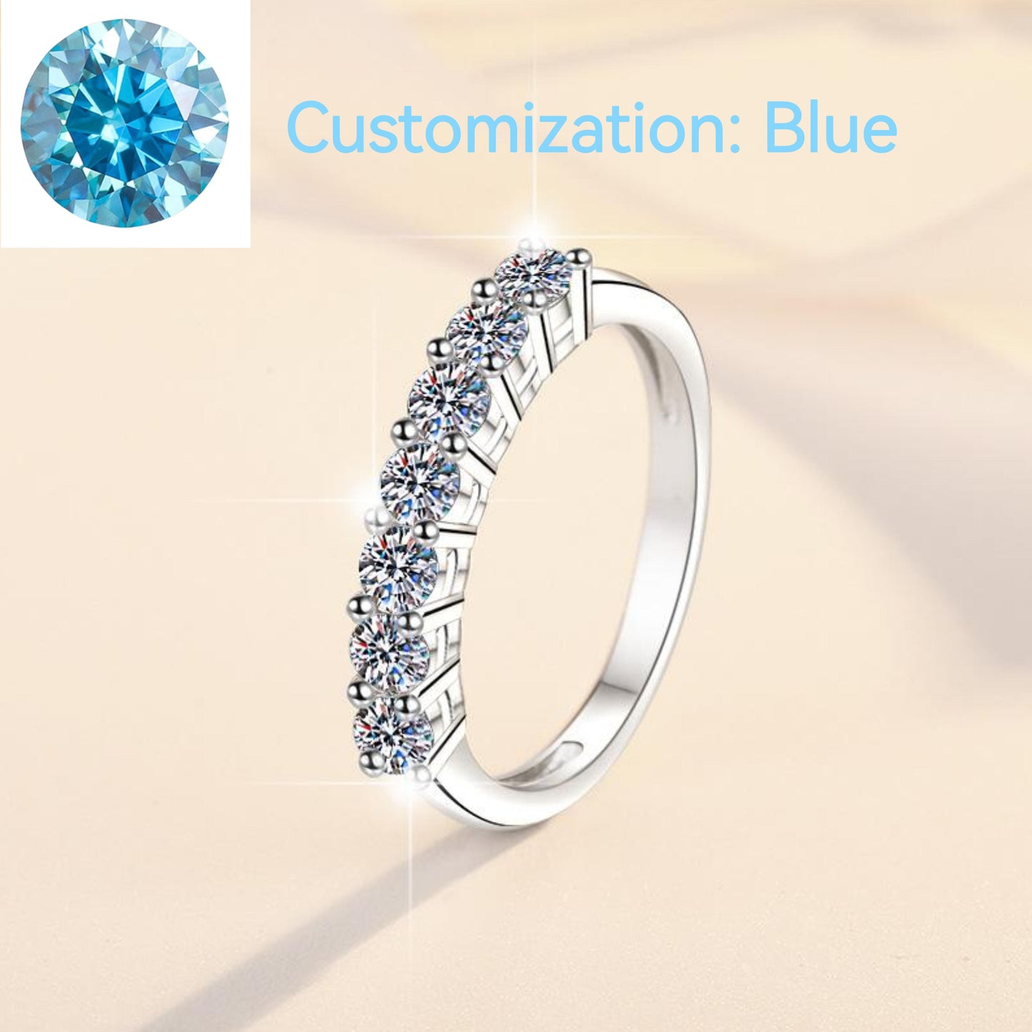 NO.139 S925 Sterling Silver Synthetic Moissanite Seven Star Ring Crown Ring elegant luxury daily life woman birthday gift engagement Springtok