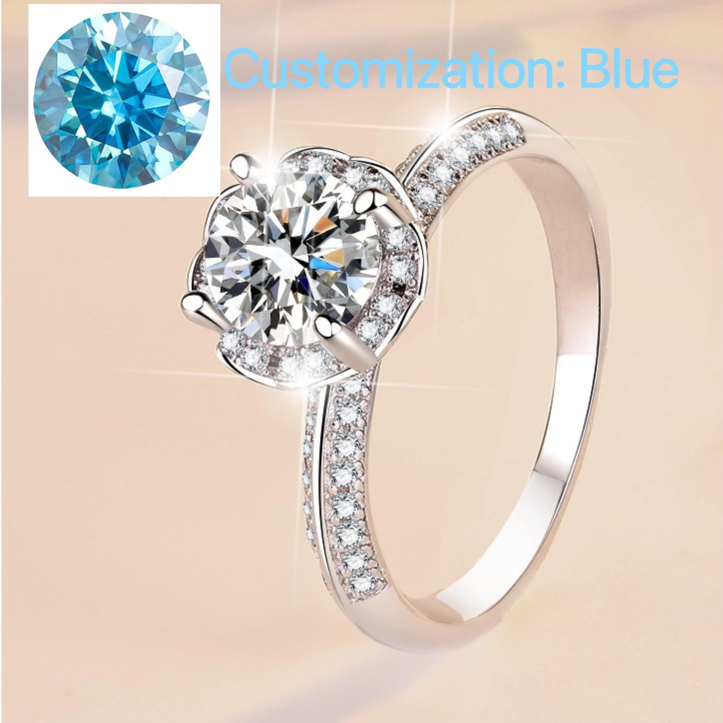 NO.112 S925 Sterling Silver Hold flowers Ring Synthetic Moissanite Ring fashion jewelry accessory woman girl promise ring Springtok