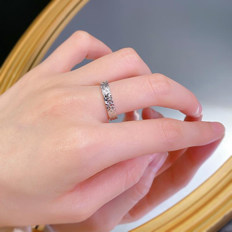 S925 Sterling Silver Crushed Ice Ring 6A Cubic Zirconia Ring
