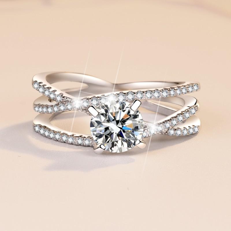 NO.114 S925 Sterling Silver Eternal Love Ring Synthetic Moissanite Ring fashion jewelry accessory woman girl promise ring Springtok