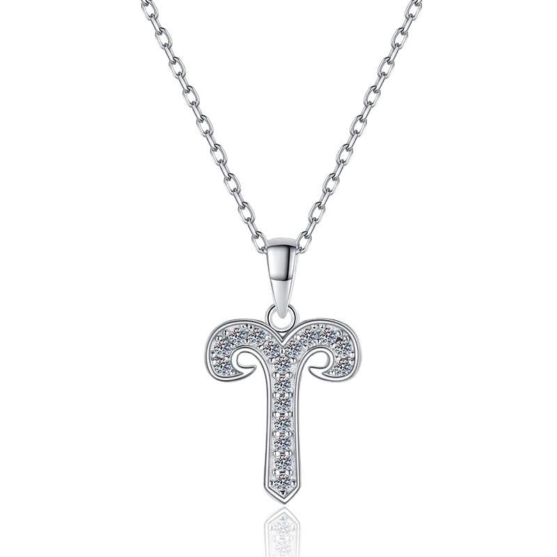 NO.206 S925 Sterling Silver Twelve Constellations Synthetic Moissanite Necklace Birthday Gift Minimalist Pendant Necklace Springtok