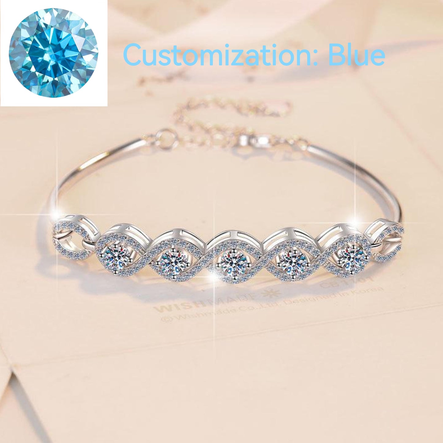 NO.210 S925 Sterling Silver Five Stars Bracelet Synthetic Moissanite Bracelet