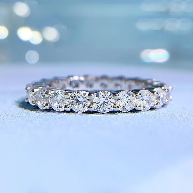 NO.098 S925 Sterling Silver Row Ring 6A Cubic Zirconia Ring ring fashion jewelry accessory woman girl promise ring Springtok