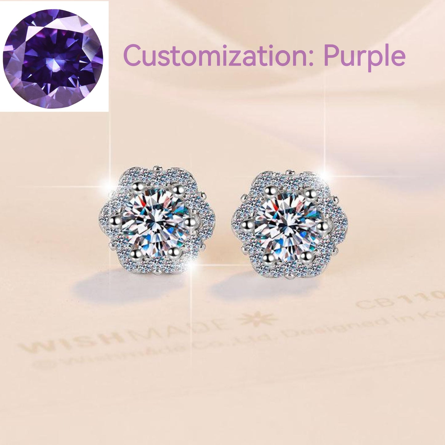 NO.169 S925 Sterling Silver Little Flower Ear Stud Plum Blossom Synthetic Moissanite Earrings Glittering daily life Earrings Springtok
