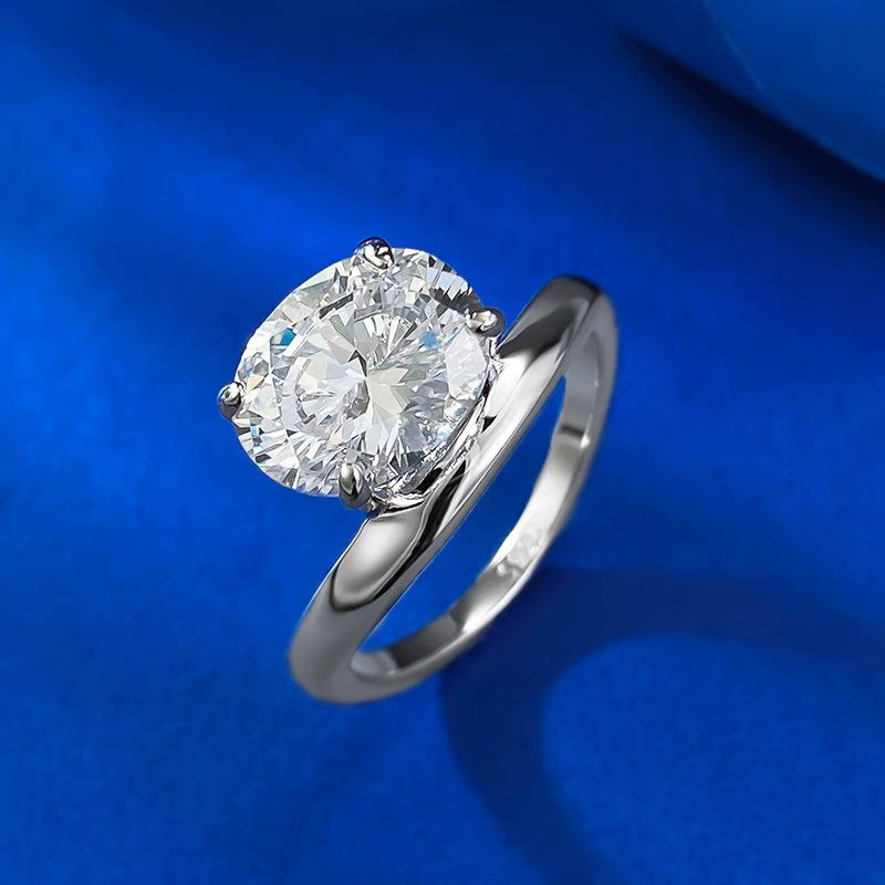 NO.229 S925 sterling silver oval cut oval high carbon ring 8*10mm 6A cubic zirconia ring fashion jewelry accessory woman girl promise ring Springtok