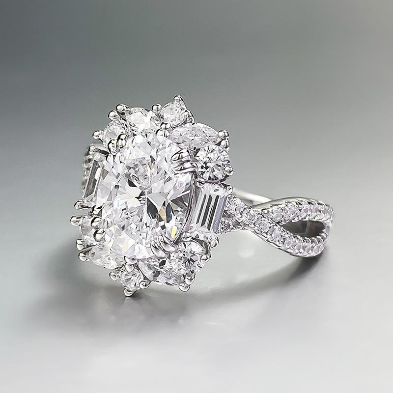 NO.057 S925 sterling silver oval cut ring 7*9mm 6A cubic zirconia ring fashion jewelry accessory woman girl promise ring Springtok