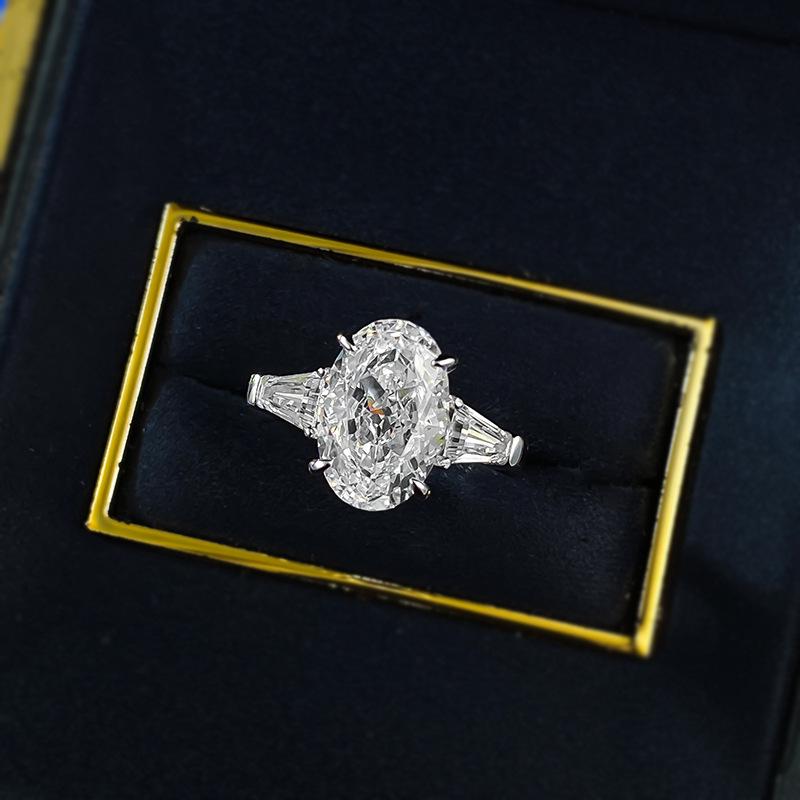 NO.042 S925 silver oval ice flower cut Ring 8*12mm 8A cubic zirconia ring fashion jewelry accessory woman girl promise ring Springtok