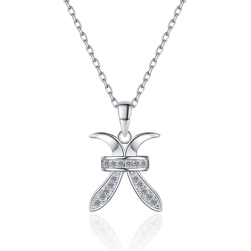 NO.206 S925 Sterling Silver Twelve Constellations Synthetic Moissanite Necklace Birthday Gift Minimalist Pendant Necklace Springtok