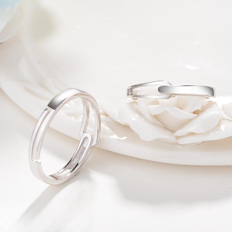 S925 Sterling Silver Couple Fashion Plain Band Ring-497 weddingring(45%)