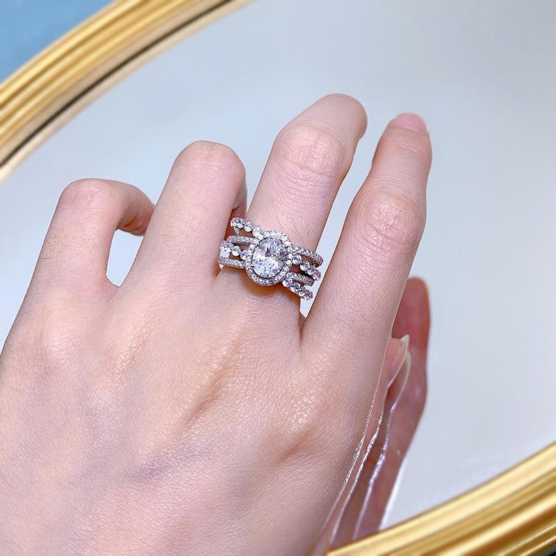 S925 sterling silver oval cut oval ring 6*8mm 6A cubic zirconia ring fashion jewelry accessory woman Girl promise ring-159 (35%)