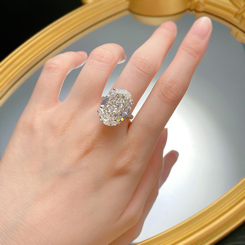 NO.056 S925 Sterling Silver Ice Flower cut Pigeon egg ring 14*20 8A Cubic Zirconia Ring fashion jewelry accessory woman girl promise ring Springtok