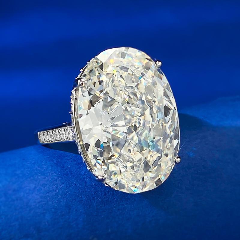 NO.056 S925 Sterling Silver Ice Flower cut Pigeon egg ring 14*20 8A Cubic Zirconia Ring fashion jewelry accessory woman girl promise ring Springtok
