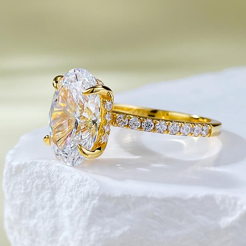 NO.001 S925 Sterling Silver Radiant Cut Oval Four-Claw Ring 8*12 8A Cubic Zirconia Ring fashion jewelry accessory woman girl promise ring Springtok