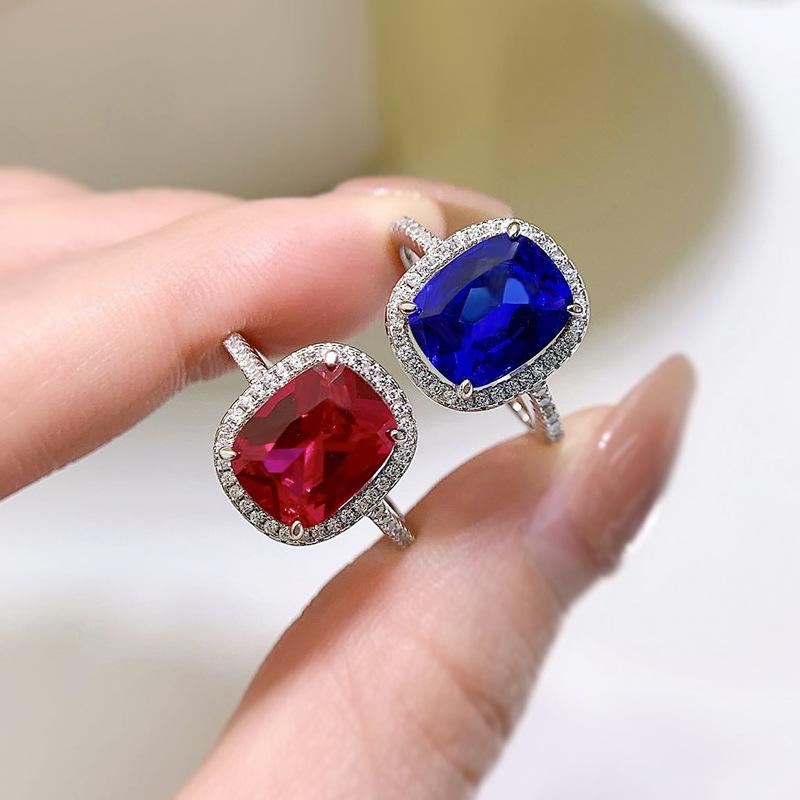 NO.052 S925 sterling silver oval cut cushion shape Ring 8*10mm 8A cubic zirconia ring fashion jewelry accessory woman girl promise ring Springtok