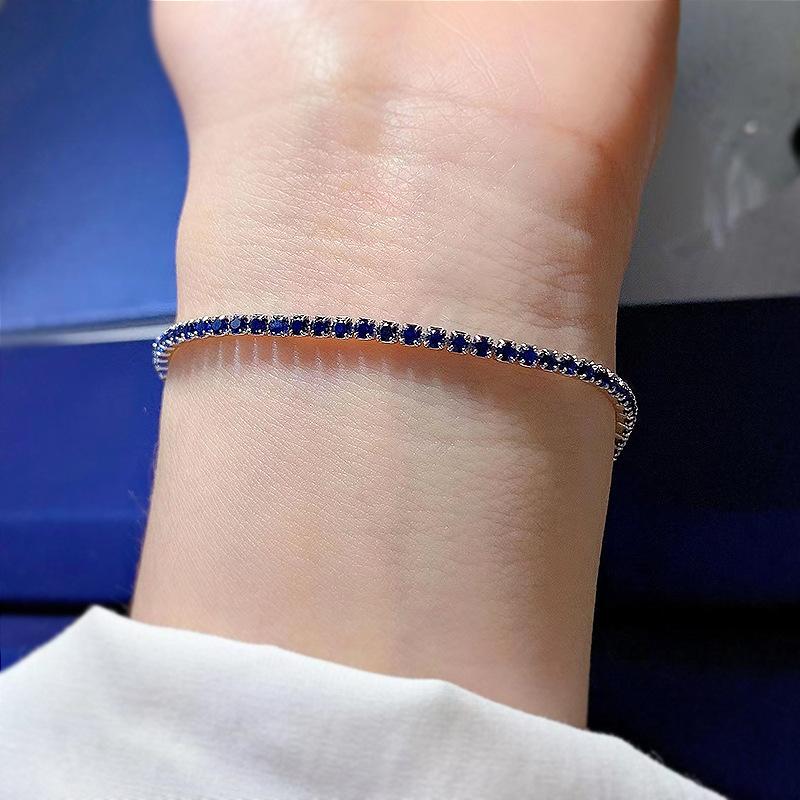 S925 Sterling Silver Tennis Row Zirconia Full Oval Stones 6A Cubic Zirconia Bracelet-301(45%)